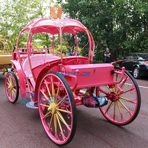 Magnifique calèche de luxe traînée par des chevaux, calèche de princesse avec calèche citrouille rose pour mariage, à vendre - Product Image 6