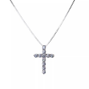 Cross Diamond Necklace Round Brilliant Cut Unisex Everyday Wear 50cm Chain - Product Image 5