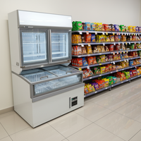Vitrine combinée grande capacité avec présentoir vertical et congélateur horizontal pour viandes et fruits de mer surgelés