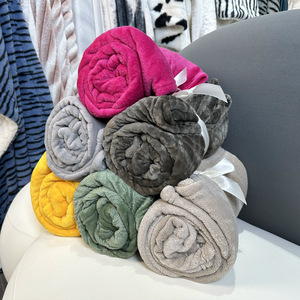 Trong kho trẻ em mùa đông đơn flannel chăn rắn màu dệt kim Nap sofa chăn công ty Quà Tặng kích thước nhỏ bán buôn - Product Image 2