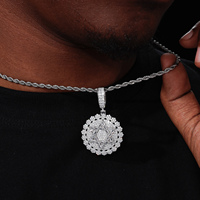 Colgante Religioso Estrella de David Hip Hop de Plata de Ley 925 Bañado en Oro con Moissanita VVS Baguette Iced Out, Joyería Compatible con OEM
