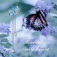 Collier de glands papillon en cristal de pierre de lune opale esthétique en argent sterling 925 plaqué rhodium