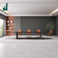 Ensemble de table de conférence rectangulaire ergonomique modulaire moderne en bois avec chaises pour salles de réunion élégantes, bureaux d'entreprise, mobilier