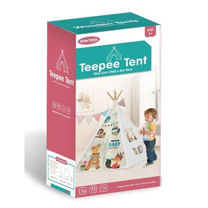 DIY ประกอบไม้สนเสาเด็กการเรียนรู้ตั้งแคมป์นกฮูกรูปแบบของเล่นกลางแจ้ง Teepee เต็นท์สําหรับเด็ก - Product Image 2