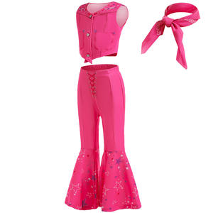 Disfraz de Niña Hippie Occidental para Fiesta de Cumpleaños, Uniforme Rosa, Cosplay de Margot Robbie - Product Image 3