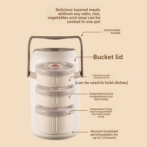 Boîte à lunch <span class=keywords><strong>isotherme</strong></span> en acier inoxydable 304, récipient thermique de style japonais pour le bureau, les chantiers de construction et l'utilisation commerciale - Product Image 5