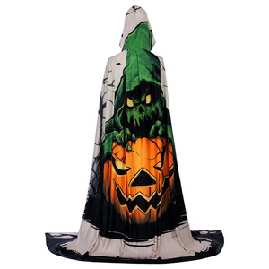 Cape à capuche Redman Anime Halloween en soie de lait, imprimé citrouille, crâne et fantôme, pour fête et cosplay - Product Image 5