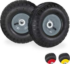 Neumáticos de <span class=keywords><strong>carretilla</strong></span> HL HANAK, 4,10/3,50-4, <span class=keywords><strong>rueda</strong></span> neumática de goma de repuesto, <span class=keywords><strong>eje</strong></span> de <span class=keywords><strong>16mm</strong></span>, soporta hasta 136Kg, negro/gris - Product Image 2