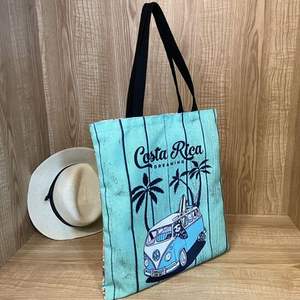 Sac fourre-tout en toile de coton écologique de taille moyenne, réutilisable avec fermeture à glissière pour la plage - Product Image 2