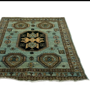 Moderne personnalisable 5x5 pieds bleu carré Kazak tapis afghan noué à la main Veg teinture laine pour chambre à coucher maison exercice prière coton - Product Image 1