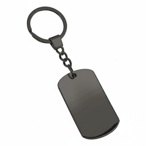 Portachiavi Rettangolare in Lega Cromata Nera, Elegante Portachiavi in Metallo per Stampa Offset e UV, Accessori Metallici alla Moda - Product Image 2