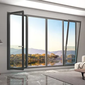 Nouvelle fenêtre supérieure coulissante verticale cadre en aluminium conception de fenêtre coulissante en verre double