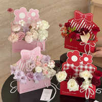 Boîte à fleurs en carton blanc réutilisable et personnalisable pour petites entreprises, idéale pour les festivals, avec enveloppe intégrée et couleur unie