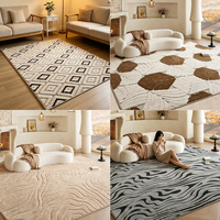Tapis de sol en fausse fourrure de cachemire doux à couverture intégrale, durable, avec motif jacquard simple pour la décoration du salon, du canapé, de la chambre et de la zone de travail