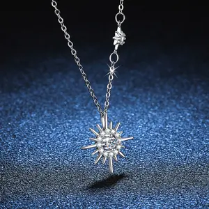 Korean Version Of Retro Sweet Hexagram Moissanite Pendant S925 Sterling Silver Necklace Female