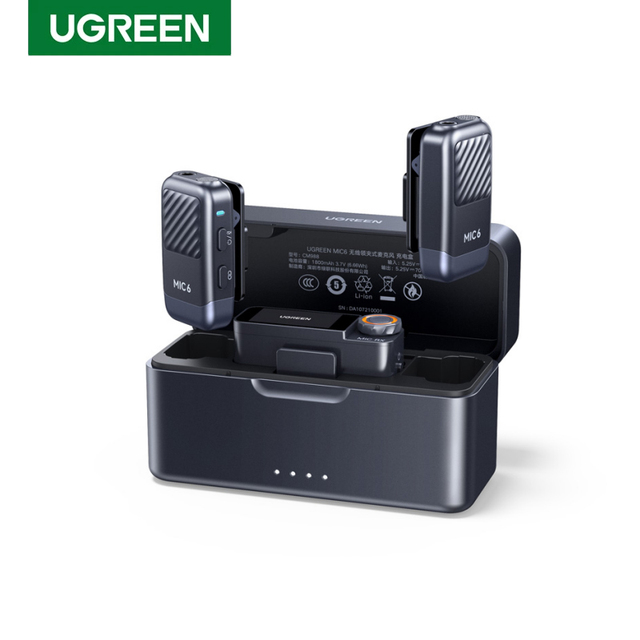 UGREEN Mic6 2.4G Wireless Mini Lapel Microphone Live Streaming Noise Reduction Device Mobile for Camera Microphone iPhone