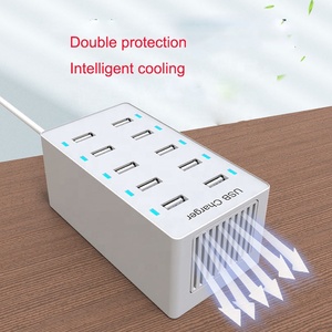 بيع بالجملة هاتف محمول متعدد المنافذ شاحن حائط usb شحن سريع 10usb منافذ <span class=keywords><strong>50W</strong></span> 2.4A دعم مع ضوء LED - Product Image 5