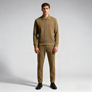 Chaqueta con cremallera y Cuello <span class=keywords><strong>de</strong></span> camisa <span class=keywords><strong>de</strong></span> punto texturizado para <span class=keywords><strong>hombre</strong></span>, estilo <span class=keywords><strong>urbano</strong></span> informal <span class=keywords><strong>de</strong></span> negocios para viajes diarios y salidas informales inteligentes - Product Image 4