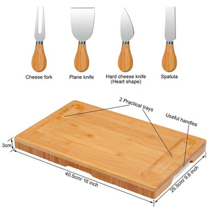 Planche à fromage en bambou Bright Source avec ensemble de couteaux 255 mm carré pour usage domestique - Product Image 4