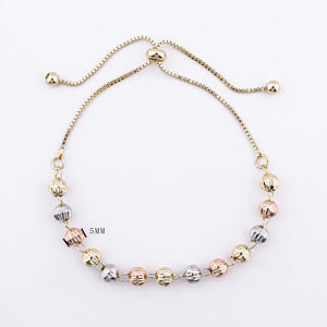 최신 종교 가톨릭 삼색 삼중 톤 묵주 팔찌, 사이즈 조절 가능한 비즈 팔찌 14K 골드필드 금 묵주 팔찌 - Product Image 3