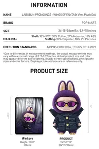 Original Legit Popmart LABUBU pronunciar WINGS of FORTUNE vinilo juguetes de peluche colgante bolsa de respaldo colgante llavero regalo presente - Product Image 6