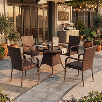 Ensemble de salle à manger de jardin en bois moderne et confortable Meiqi pour 4 personnes avec structure en acier imperméable pour une utilisation en extérieur dans les cours, les hôtels, les parcs