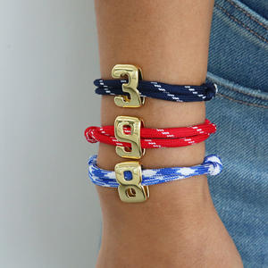Braccialetti Intrecciati con Charm Iniziale Numerico in Oro, Cordoncino in Nylon Regolabile, Gioielli da Polso Annodati per Donne, Regalo Quotidiano e per Feste - Product Image 2