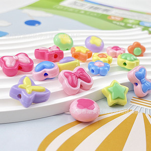 Acrylic Cartoon Beads Five Pointed Star <b>Flower</b> Heart Butterfly Kids Hair Tie Phone Chain Multifunctional DIY Accessory - Product Image 3