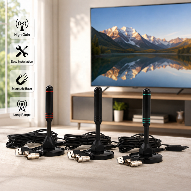 Lanyi Easy Setup HD Digital Antenna Magnetic Base 30Dbi 75 Ohm USB 4K Amplifier VHF UHF Indoor Long Range Home Office Local News