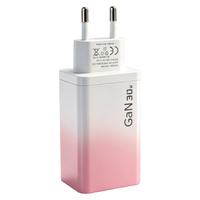 Boîtier de chargeur double port USB-C GaN 30W C011, dégradé rose-blanc, prise UE, coque vide
