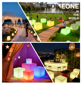 Chaise cube LED RGB moderne <span class=keywords><strong>de</strong></span> 25 cm avec télécommande, tabouret <span class=keywords><strong>de</strong></span> bar étanche réglable pour usage extérieur, bar à domicile, hôtel, salle à manger, salon - Product Image 3