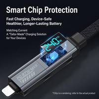Câble de charge rapide 4 en 1 240W PD avec affichage numérique, câble USB tressé de type A à type C, câble de données multifonction pour iPhone et tablette