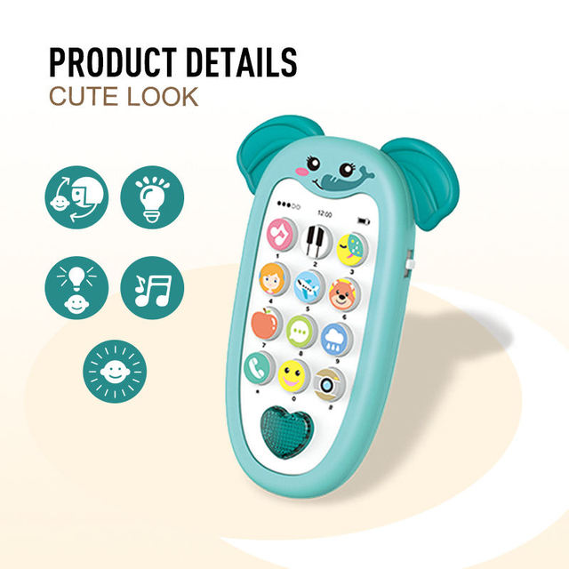 Lovely Elephant Baby Cell Phone Interactive Rattles Toy Children Toy Phone With Music and Light