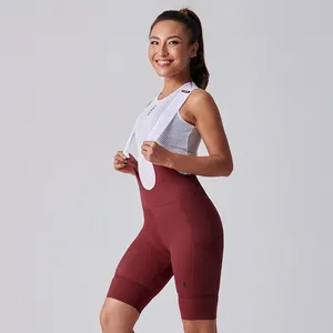 Ustom-pantalones cortos de ciclismo con pechera para mujer, ropa de equipo profesional acolchada, con dos bolsillos