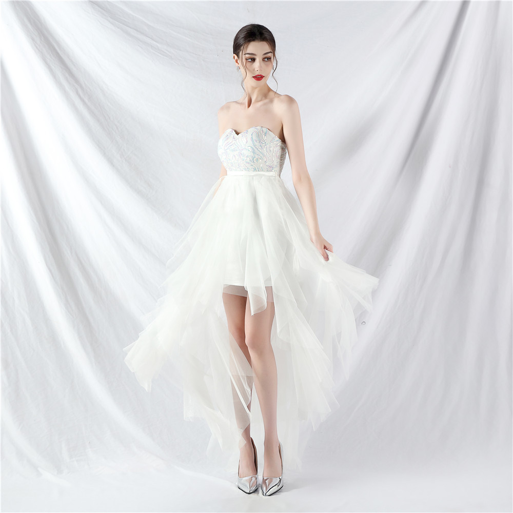31882# New Positioning Flower Bead Stitching Mesh Tube Top Dress