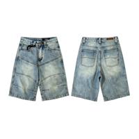 Shorts en jean déstructurés pour hommes, taille mi-haute, style hip-hop streetwear vintage, délavage enzymatique, personnalisable, décontracté pour l'été