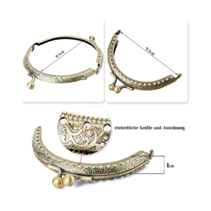 Cadre de sac à main, serrure de baiser en métal, fermoir à pression de boule de <span class=keywords><strong>monnaie</strong></span> d'arche de ton pour l'embrayage en cuir bricolage poignée sac <span class=keywords><strong>couture</strong></span> Quilting Craft - Product Image 2