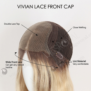 Commercio all'ingrosso più realistico Stock capelli umani parrucche caucasico sorprendente 18 pollici radici più scure biondo con riflessi marroni - Product Image 6