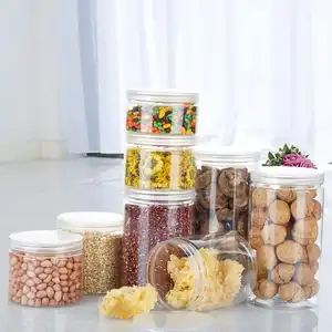 Пустая прозрачная пластиковая банка для сладких медовых конфет, 4 унции 60z, 8 унций, оптом с красочной алюминиевой крышкой