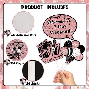 Decorazioni per Festa di Pensionamento in Oro Rosa, 24 Pezzi di Accessori per Foto, 'Cinque Anni di Pensionato' - Decorazioni per Festa di Pensionamento per Donne - Product Image 6