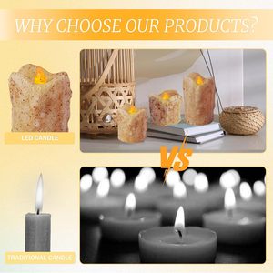 Flameless LED NẾN Pin hoạt động thực sáp nhấp nháy điều khiển từ xa hẹn giờ mộc mạc nguyên thủy cổ điển nến - Product Image 4