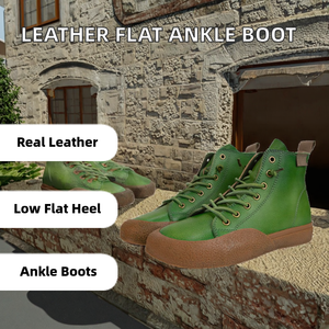 Bottes plates à bout carré pour femmes en cuir véritable respirant, style occidental, fermeture à enfiler, automne-hiver, OEM ODM - Product Image 2