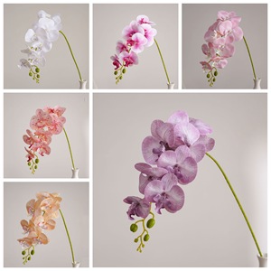 Orquídea Phalaenopsis Artificial May Breeze, Flor Artificial Blanca, Morada y Rosa, Decoración para Bodas y Hogar, Rama Individual de PVC y Goma Suave - Product Image 3