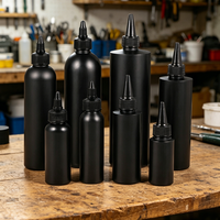 Bouteille en plastique HDPE noire à presser avec bouchon à pointe torsadée, impression de logo personnalisée pour la teinture des cheveux, l'encre de tatouage, les liquides cosmétiques