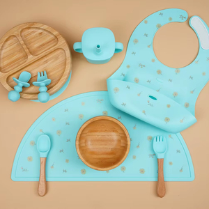 Wholesale Food Grade Silicone Baby Feeding Set Spill-Proof Suction Bowl Plate Bib <strong>Spoon</strong> for Toddler <strong>Weaning</strong> - Product Image 3