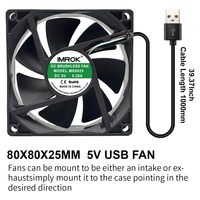 Ventilateur USB 5V 80x80x25 mm 8025 pour Boîtier d'Ordinateur, Mini Ventilateur de Refroidissement 12V à Flux Axial
