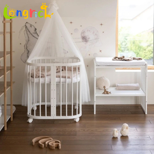 Lit bébé convertible 6-en-1 en bois avec roulettes, lit multifonctionnel pour nourrisson, lit pour tout-petit et lit superposé pour enfants - Product Image 1