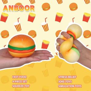 Jouet Squishies Alimentaire : Simulation de Sandwichs, Frites, Burgers, Cola – Jouet Sensoriel Anti-Stress en PU à Presser pour Enfants - Product Image 3