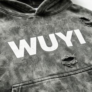 Sudadera con capucha de peso pesado para hombre, estilo vintage, con lavado ácido, desgastada y rasgada, estilo streetwear, oversize, con gráfico y detalles de efecto destruido, personalizada - Product Image 2