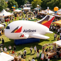 Avion gonflable géant LED de 5 m avec base, logo personnalisé, modèle d'avion, grande montgolfière gonflable avec support pour la publicité aérienne